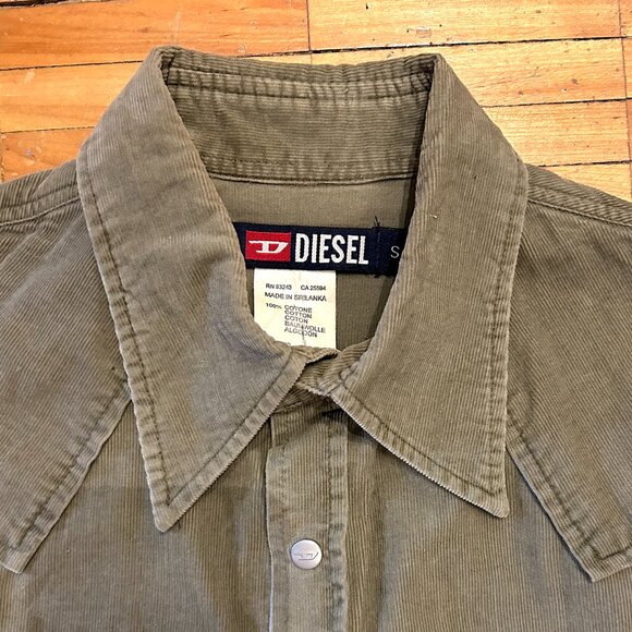 VINTAGE KHAKI DIESEL WESTERN STYLE PRE-WASHED CORDUROY SHIRT - Picture 3 of 9